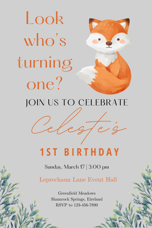 Woodland Creature Birthday Invite Template Link