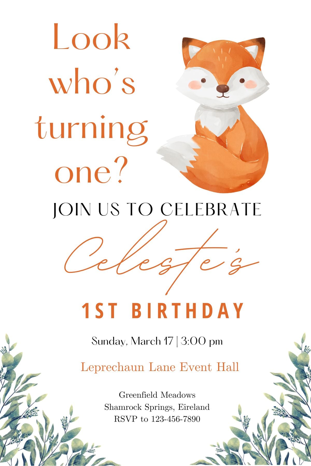 Woodland Creature Birthday Invite Template Link