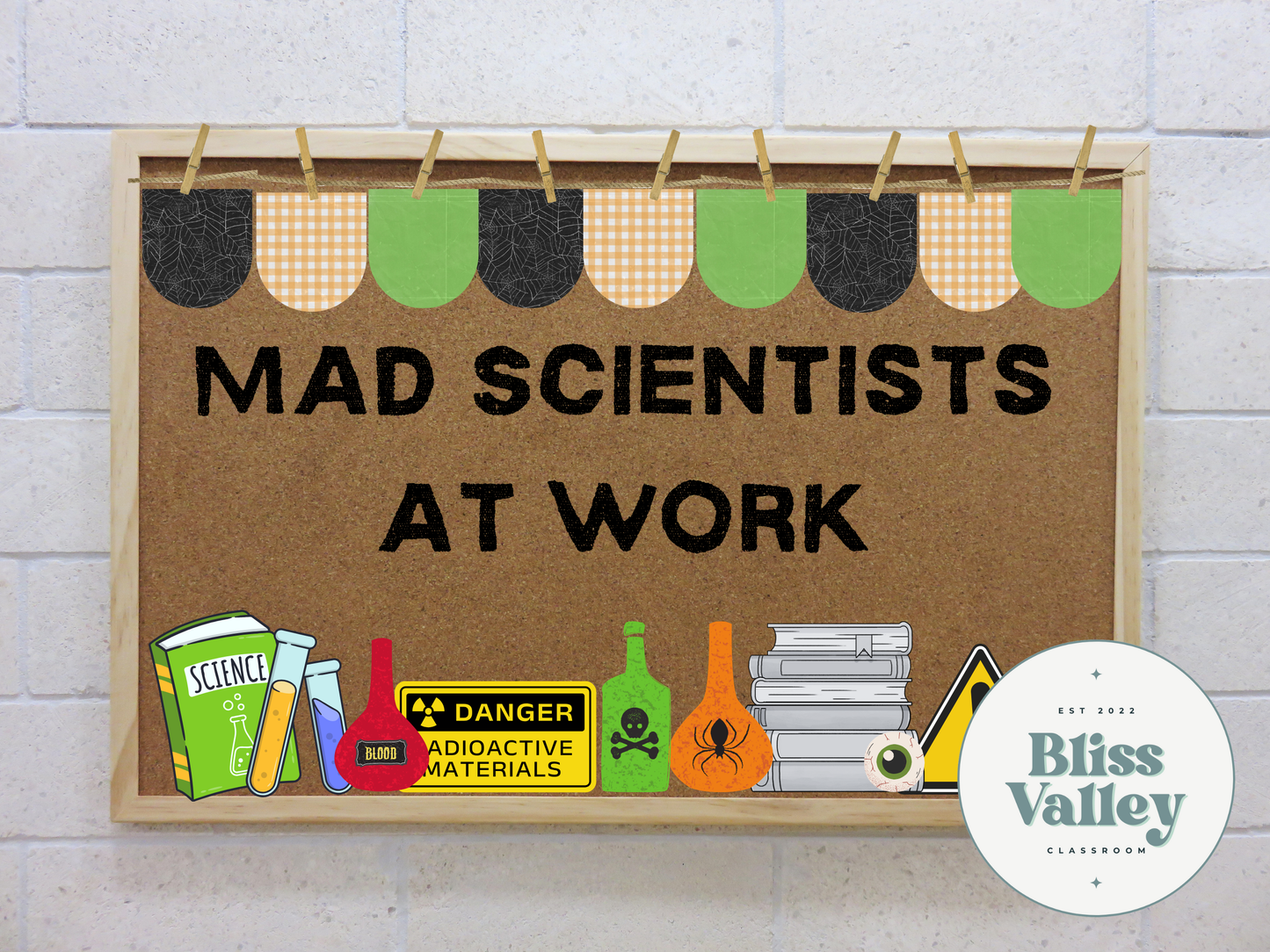 Mad Scientists at Work Science Classroom Door Decoration Bulletin Board Kit | FALL Bulletin Board Idea | Reading | PNG for Cricut