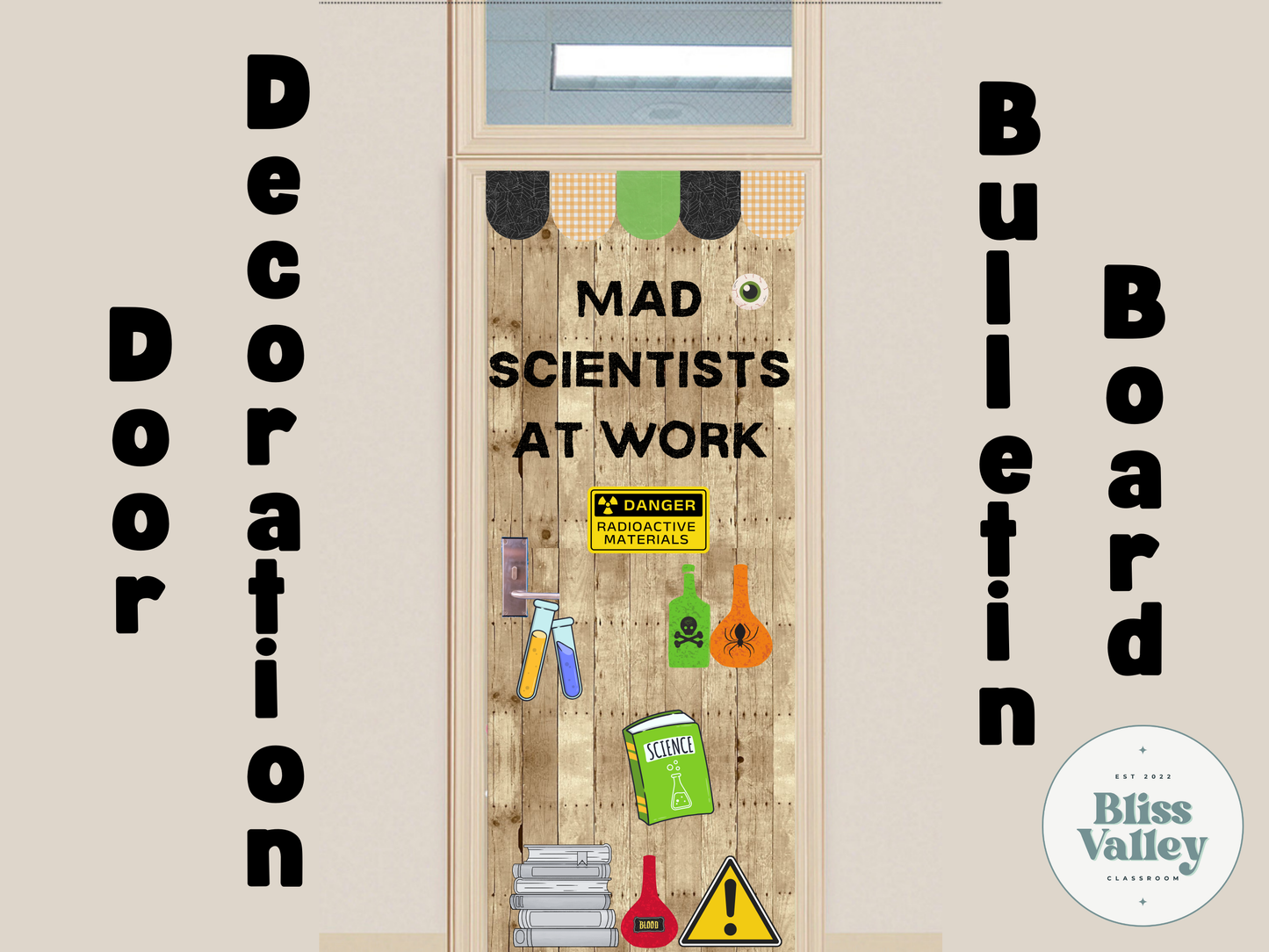 Mad Scientists at Work Science Classroom Door Decoration Bulletin Board Kit | FALL Bulletin Board Idea | Reading | PNG for Cricut