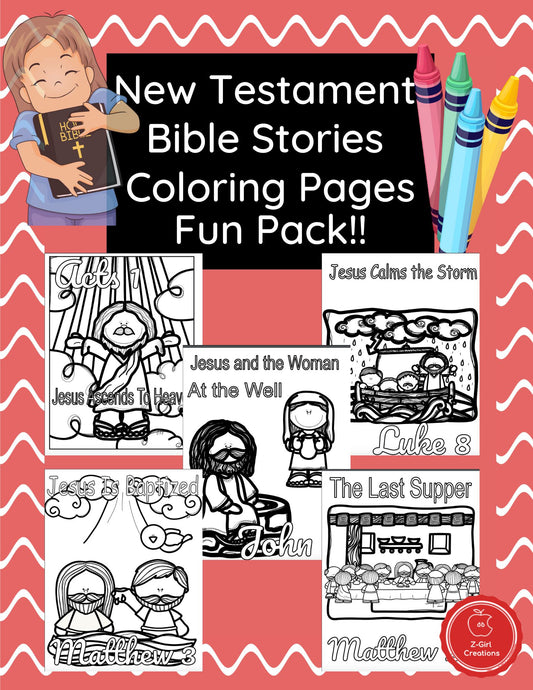 New Testament Bible Stories Coloring Fun Pack