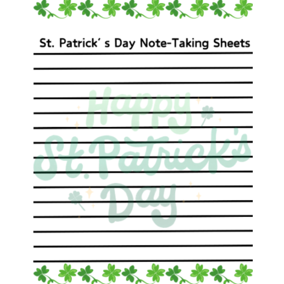 The History of St. Patrick's Day Reading Passage, Q & A, and Note-Taking Sheets