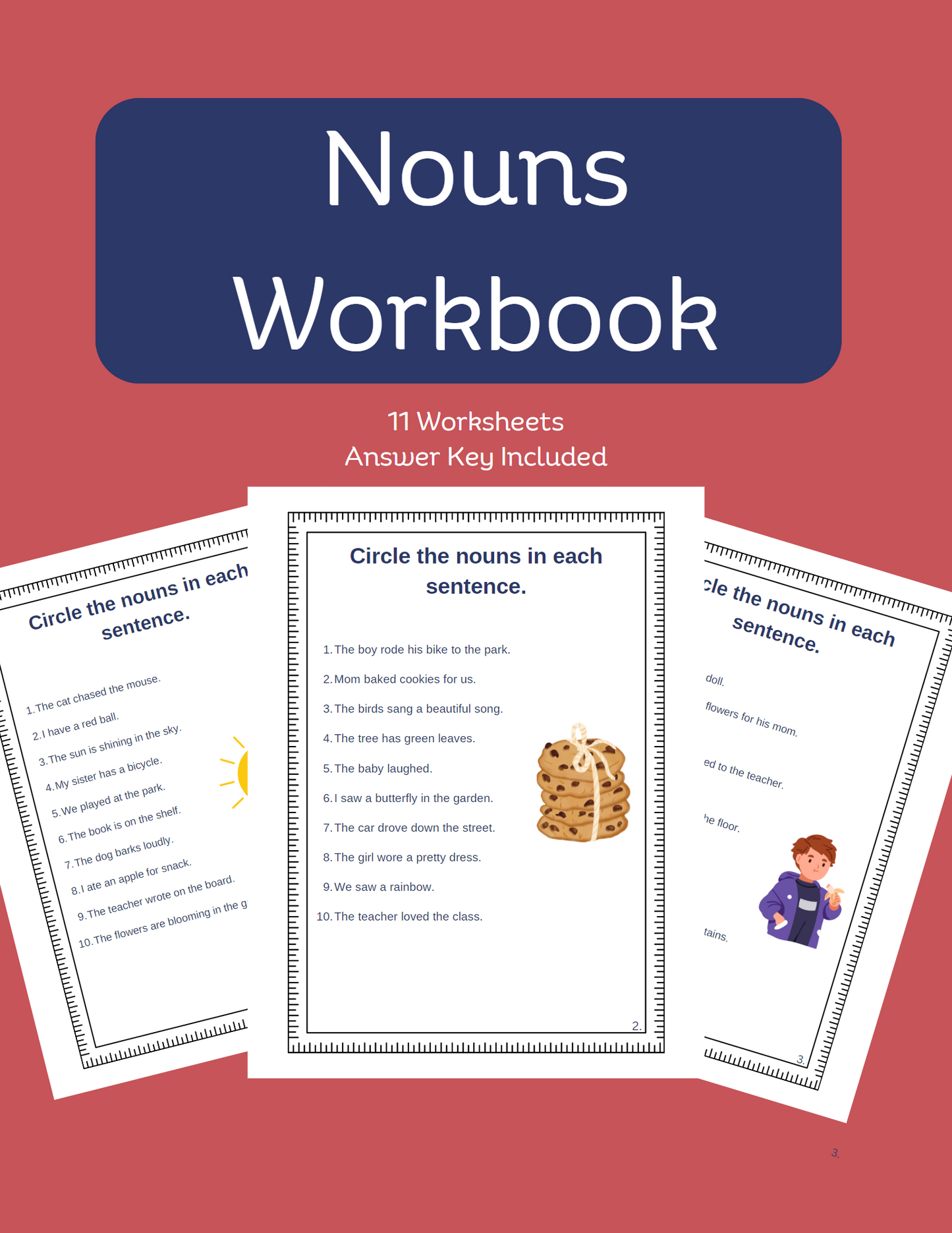 Noun Worksheet Pages for 2nd - 4th Grades