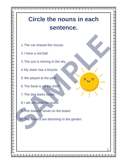 Noun Worksheet Pages for 2nd - 4th Grades