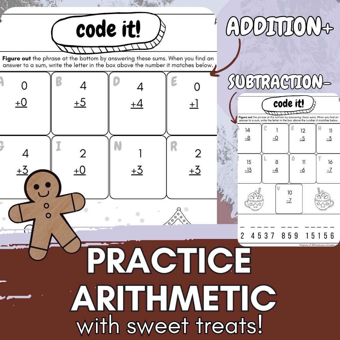 Gingerbread Math Worksheets - Arithmetic Review Activities for the Winter Season