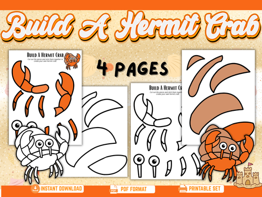 Build a Hermit Crab Cut-and-Paste Beach Craft Printable Resource