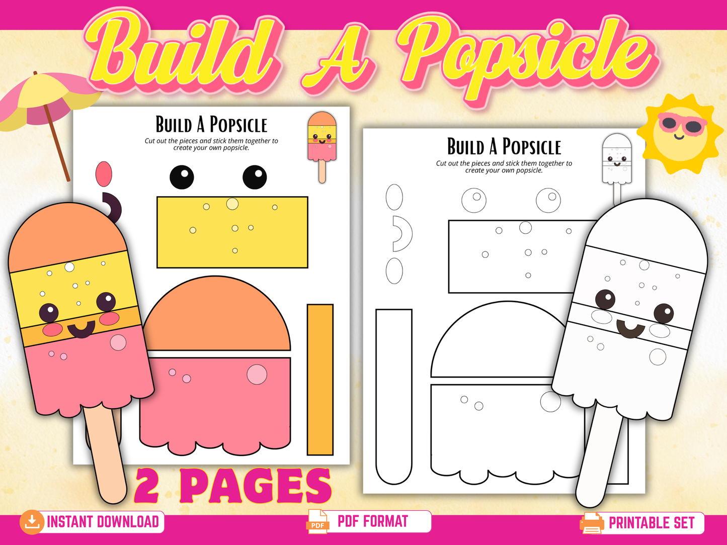 Summer Build-a-Craft Bundle – 10 Cut-and-Paste Activities Printable Resources