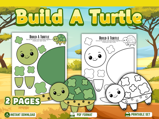 Build a Turtle Cut-and-Paste Animal Craft Printable Resource