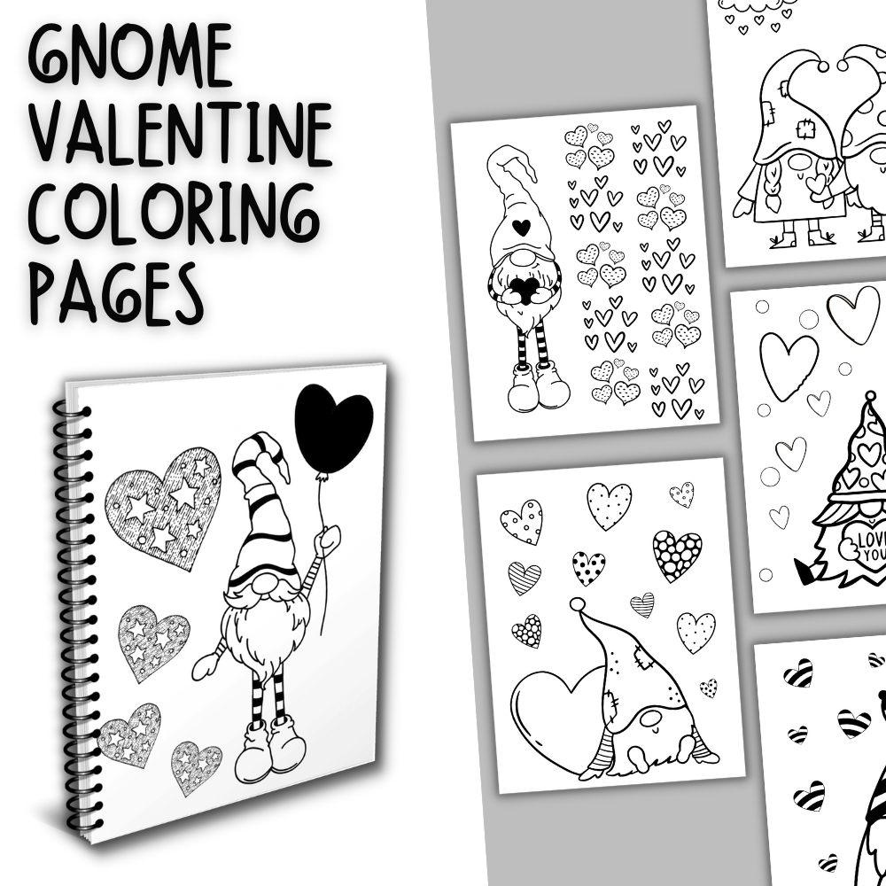 Gnome Valentine's Day Coloring Pages