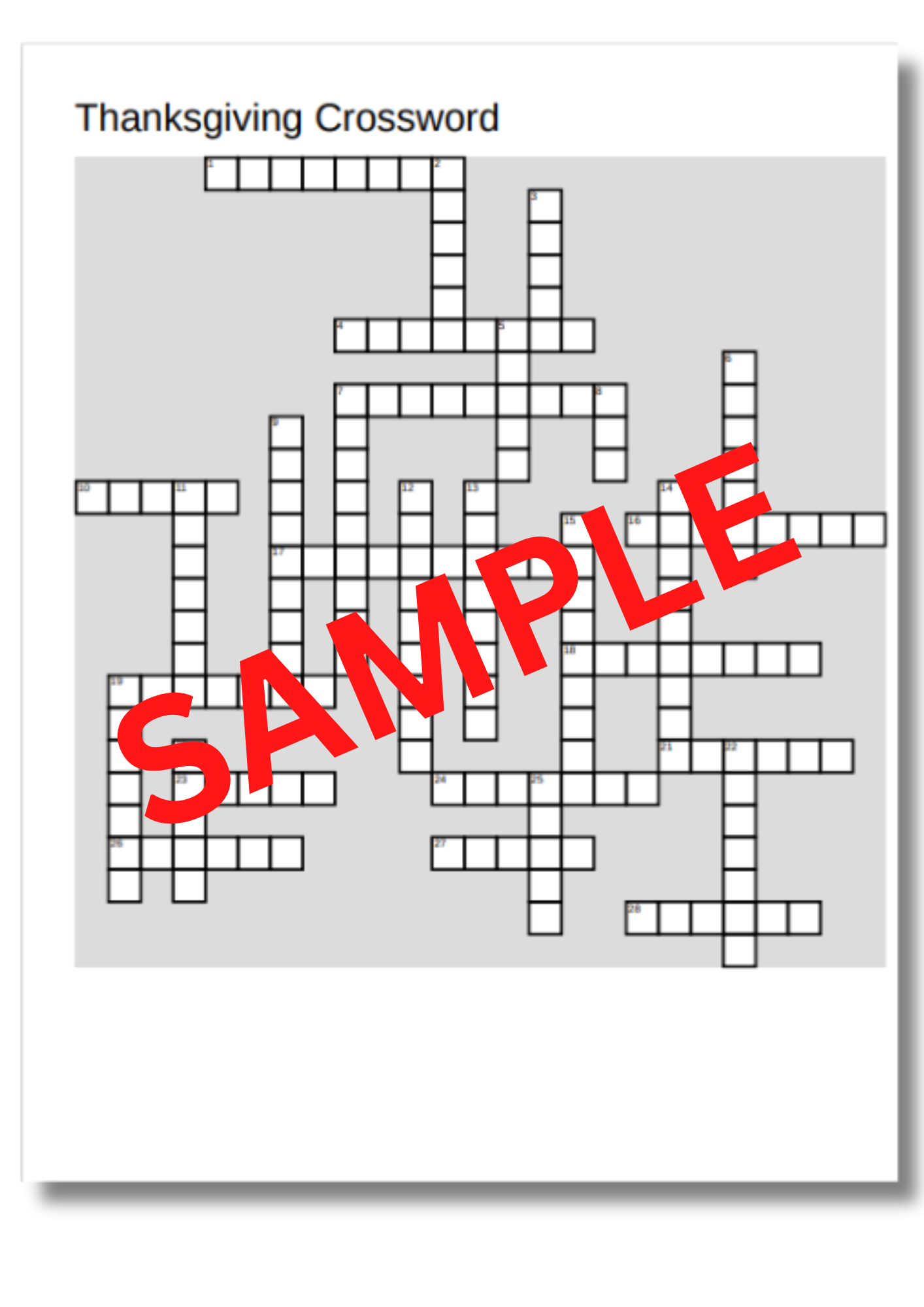 Thanksgiving Crossword & Word Search