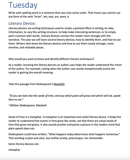 Complete High School Language Arts Curriculum Creative Writing Course