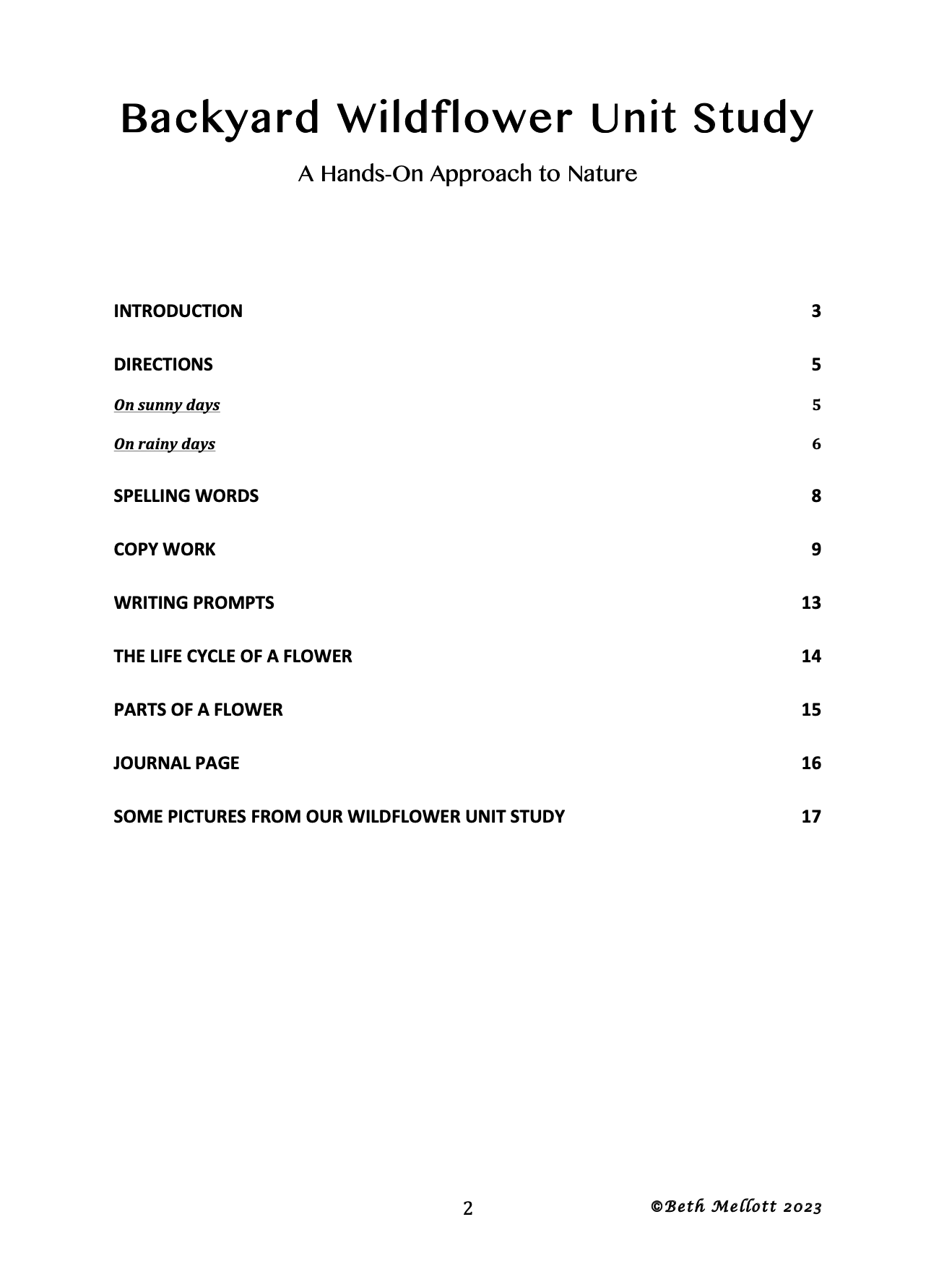 Backyard Wildflower Unit Study (19-Page Workbook)