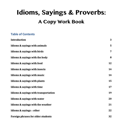 Idioms, Sayings & Proverbs (32-Pages)