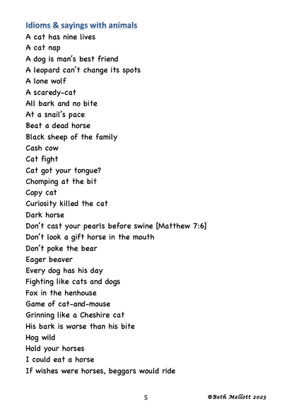 Idioms, Sayings & Proverbs (32-Pages)