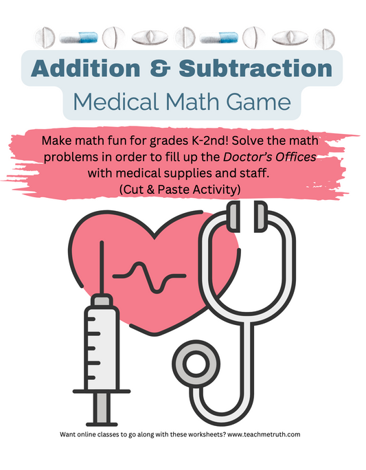 Medical Math Cut and Paste Activity Workbook