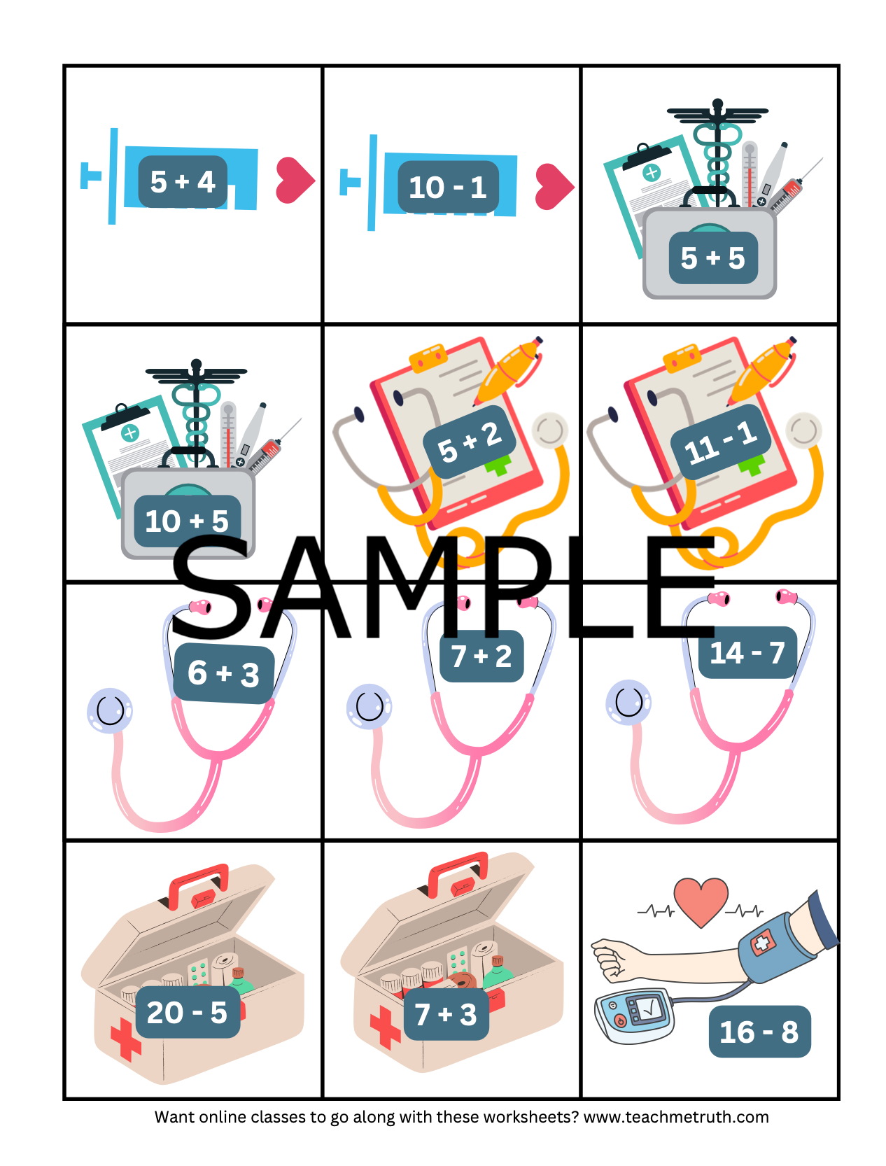 Medical Math Cut and Paste Activity Workbook