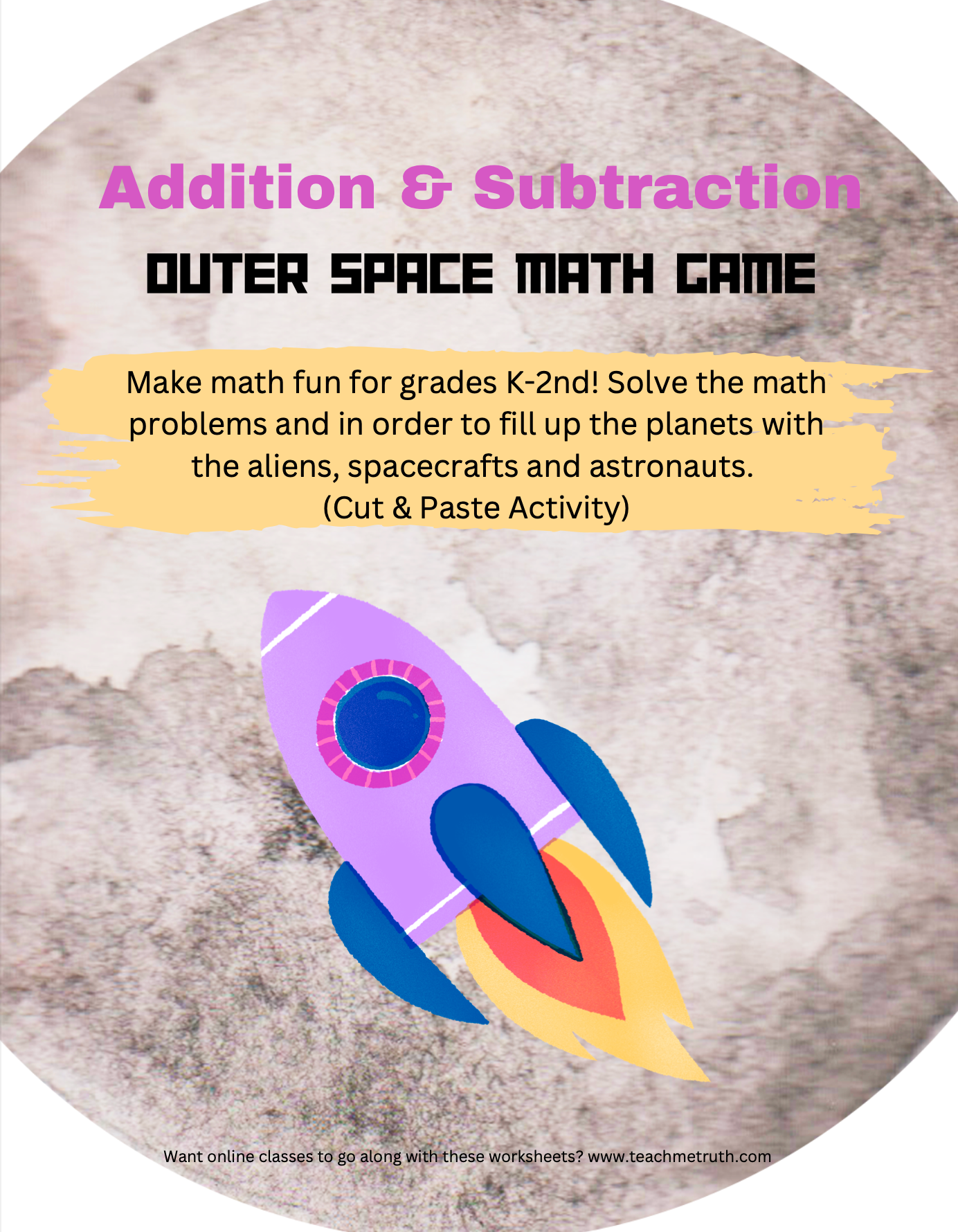 Outer Space Cut & Paste Math Activity Game