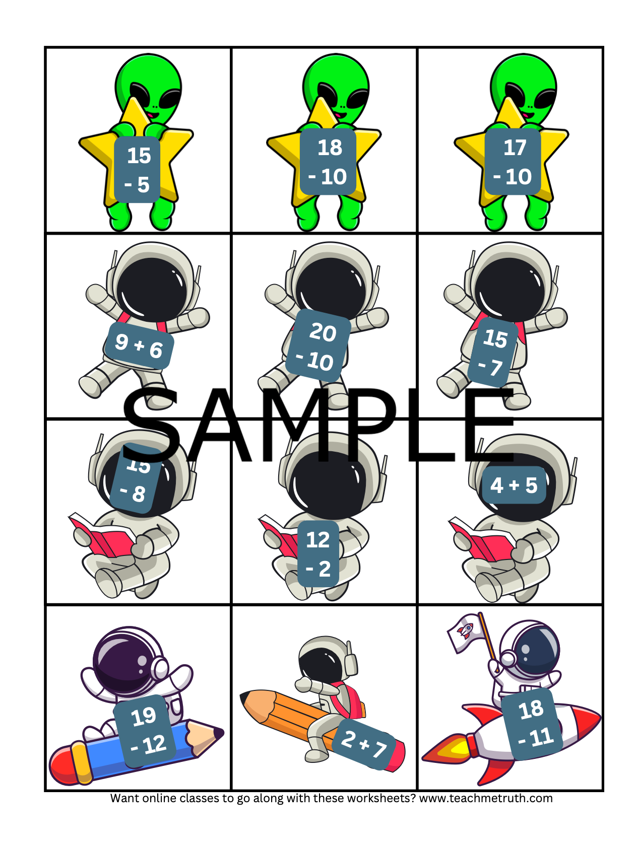 Outer Space Cut & Paste Math Activity Game