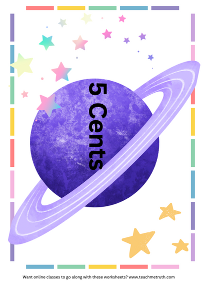 Outer Space Money Math Cut & Paste Activity Workbook