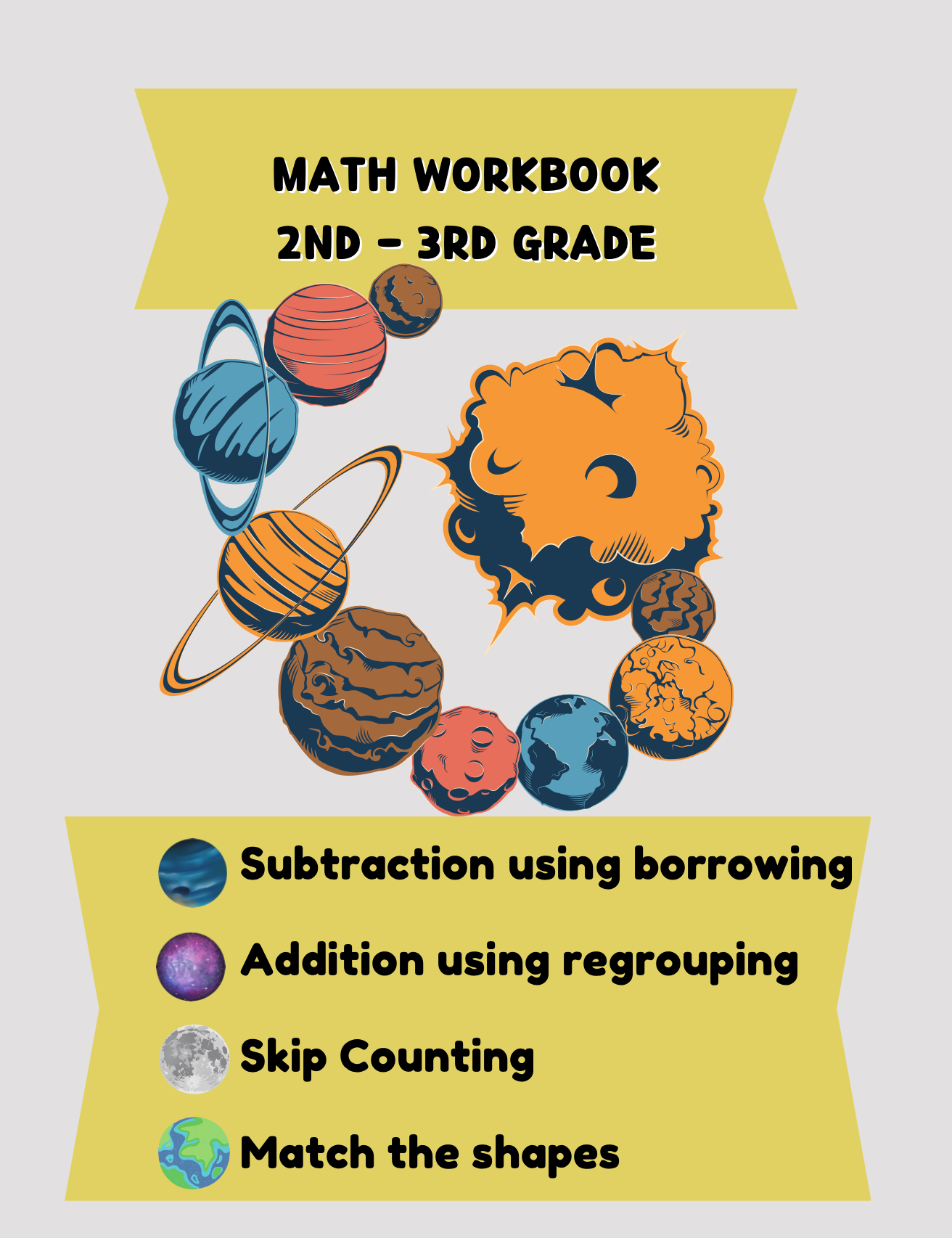 Space Themed Math Worksheets (2nd-3rd Grade)