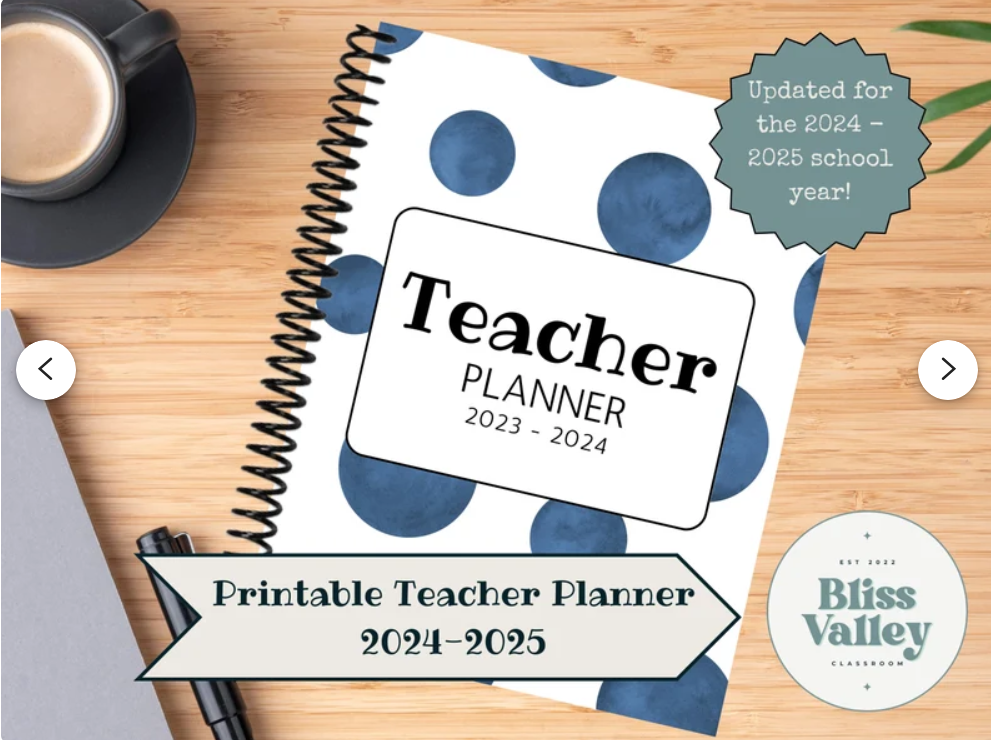 Blue and Green Nature Theme Printable Teacher Planner 2024-2025 | Back to School | Organization | Calendar | Mountain | Summer School