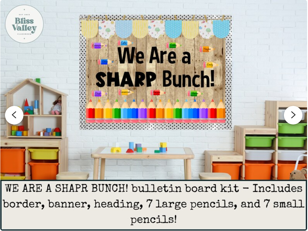 We Are a SHARP Bunch! Classroom Bulletin Board Kit | Door Decoration | Back to School | Bulletin Board Idea | Pencils | PNG's for Cricut