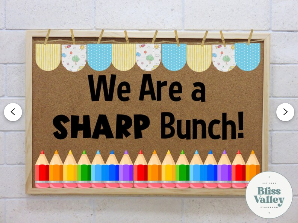 We Are a SHARP Bunch! Classroom Bulletin Board Kit | Door Decoration | Back to School | Bulletin Board Idea | Pencils | PNG's for Cricut