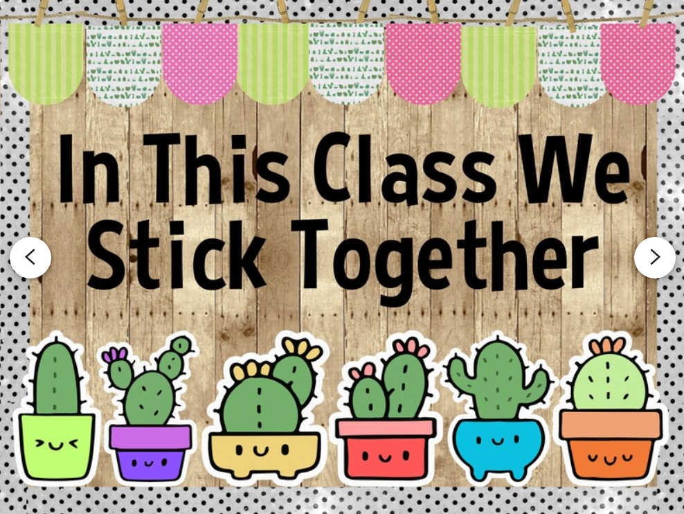 In This Class We Stick Together Cactus Classroom Door Decoration Bulletin Board Kit | Back to School | Bulletin Board Idea | PNG for Cricut