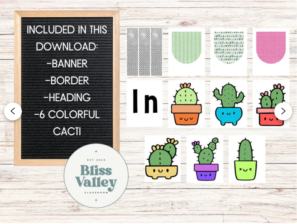 In This Class We Stick Together Cactus Classroom Door Decoration Bulletin Board Kit | Back to School | Bulletin Board Idea | PNG for Cricut