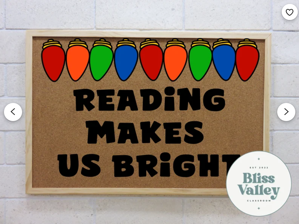 Reading Makes Us Bright Classroom Door Decoration Bulletin Board Kit | Bulletin Board Idea | PNG for Cricut | Reading | Christmas | Winter