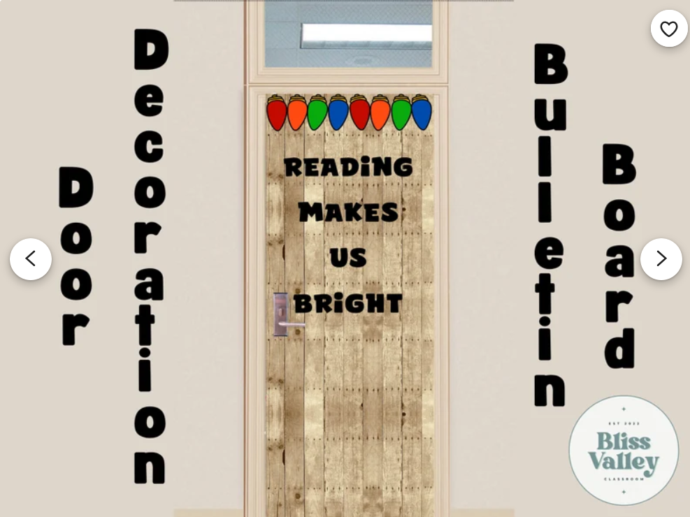 Reading Makes Us Bright Classroom Door Decoration Bulletin Board Kit | Bulletin Board Idea | PNG for Cricut | Reading | Christmas | Winter