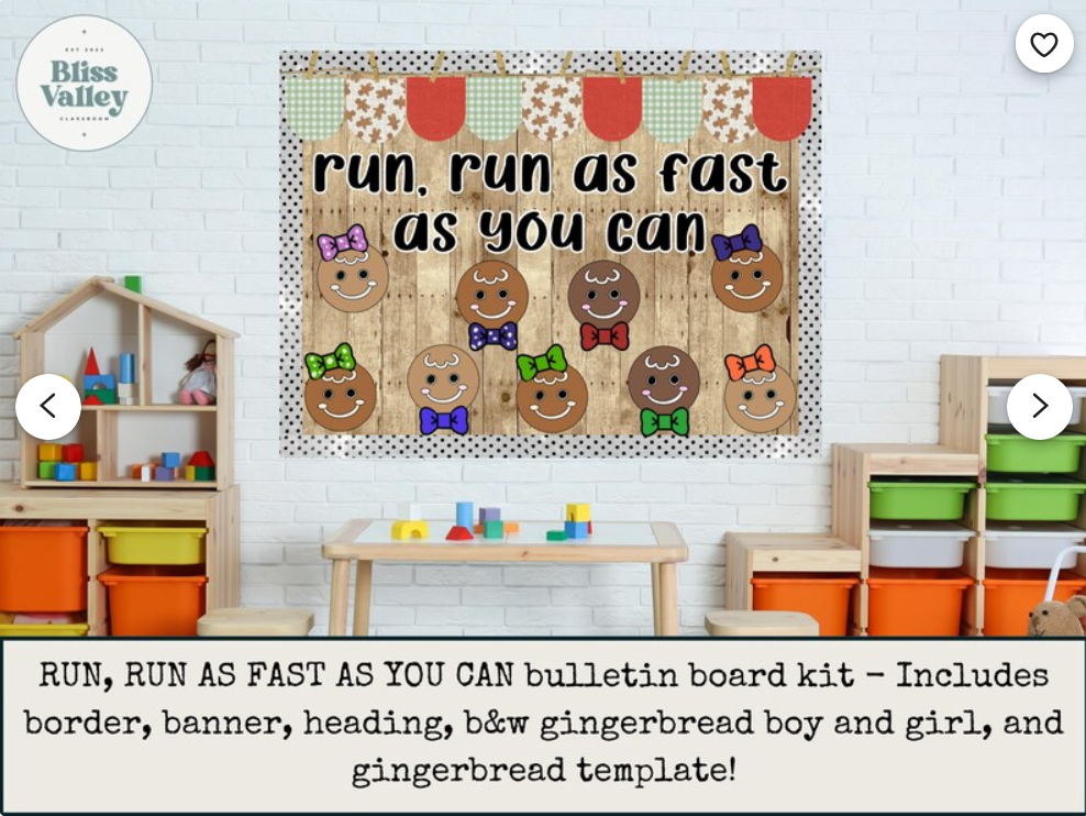 Run, Run As Fast As You Can Classroom Door Decoration Bulletin Board Kit and Craft Activity | Winter Bulletin Board Idea | PNG for Cricut