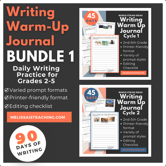 Writing Warm Up Journal Semester 1 for 2nd 3rd 4th 5th Grade Printable, 90 Days