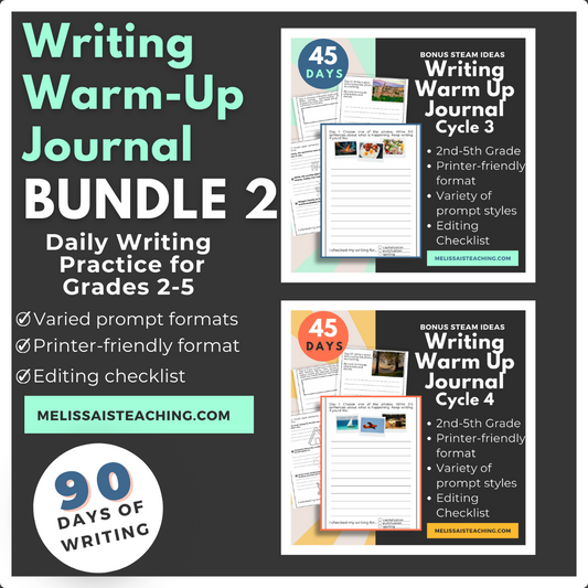 Writing Warm Up Journal Semester 2 for 2nd 3rd 4th 5th Grade Printable, 90 Days