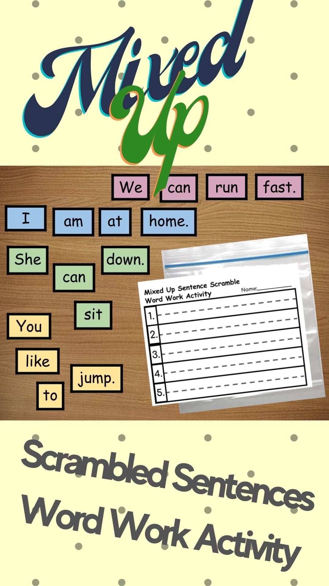 Sight Word Sentence Scramble Activity- Level 1