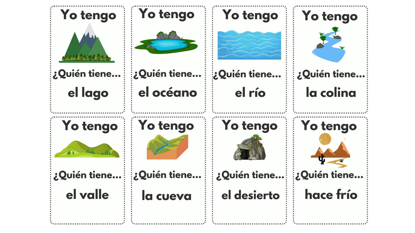 Spanish Weather & Landform Vocabulary Game Juego de Vocabulario