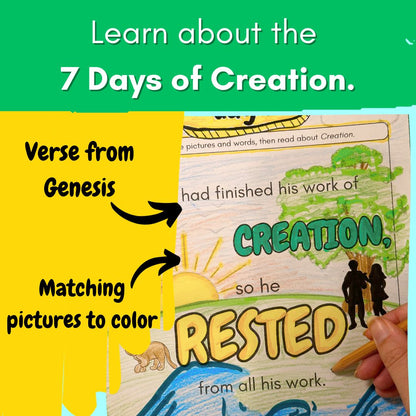 Creation Coloring Worksheets - Bible Art Activity with Verses