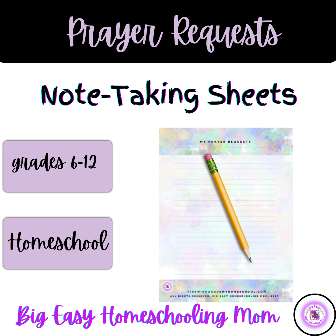 My Prayer Request Note-Taking Sheets