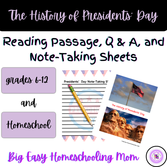 The History of Presidents' Day Reading Passage, Q & A, and Note-Taking Sheets