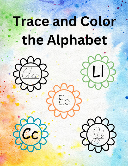 Flower Trace and Color the Alphabet Flashcards/Printables