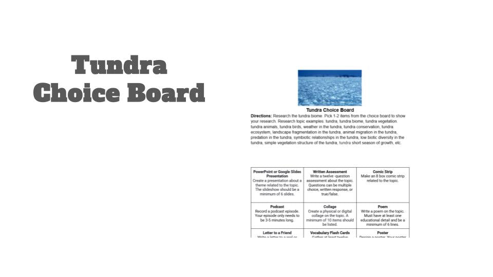 Tundra Choice Board