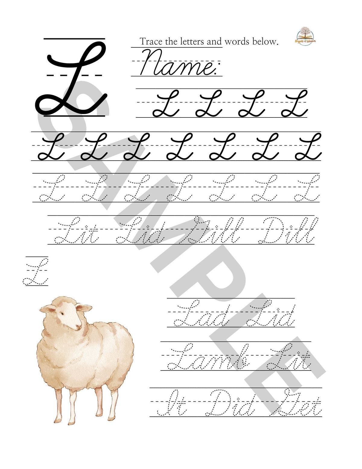 Wisdom In Cursive Uppercase Cursive Handwriting Book – Nuggets of Wisdom