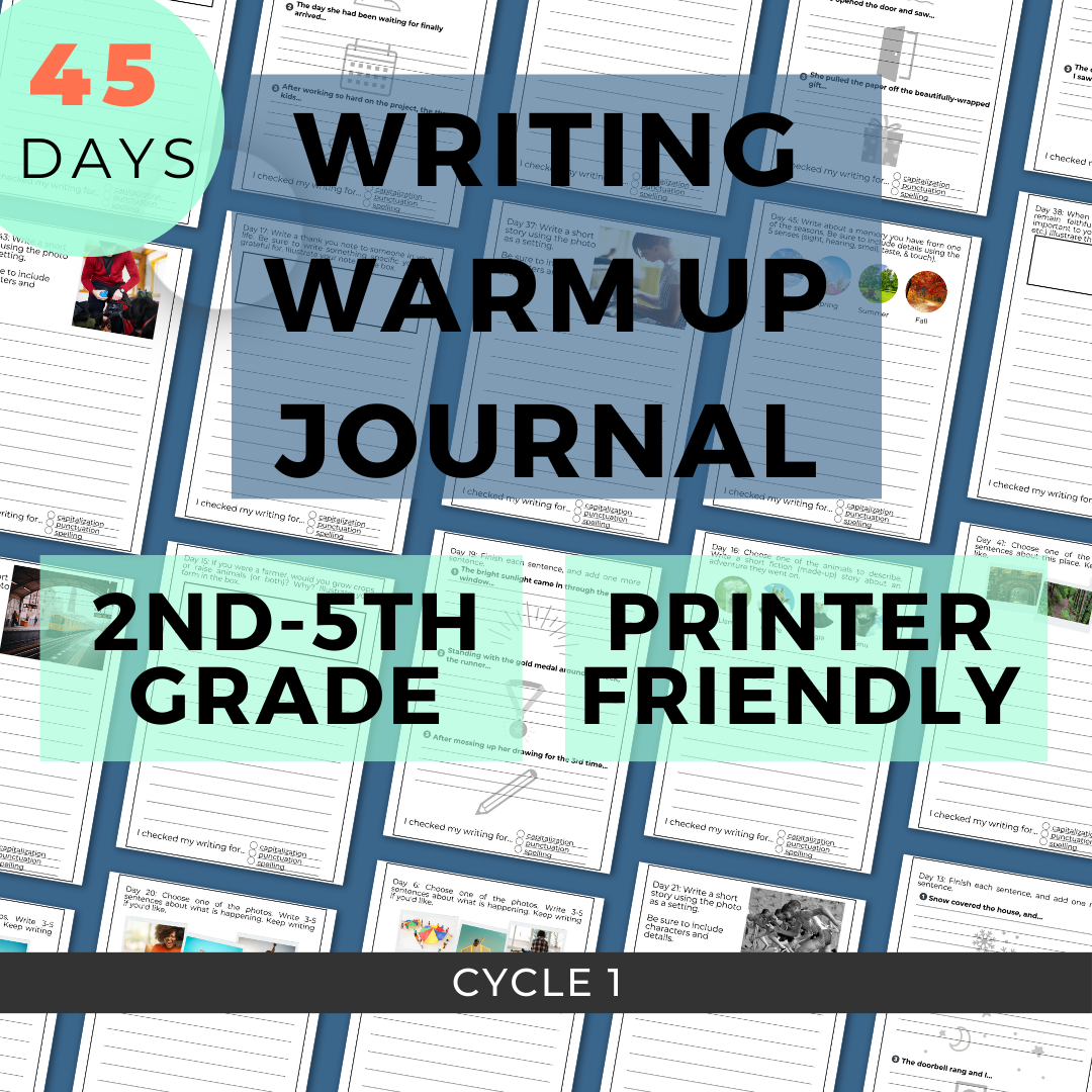 Writing Warm Up Journal for 2nd 3rd 4th 5th Grade Printable, Editing Checklist
