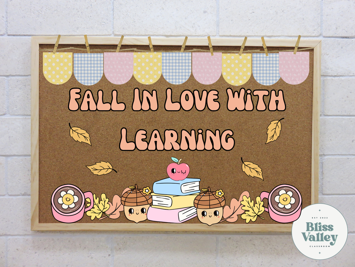 Fall In Love With Learning Classroom Door Decoration Bulletin Board Kit | Bulletin Board Idea | Elementary | PNG for Cricut | Acorn | Leaves