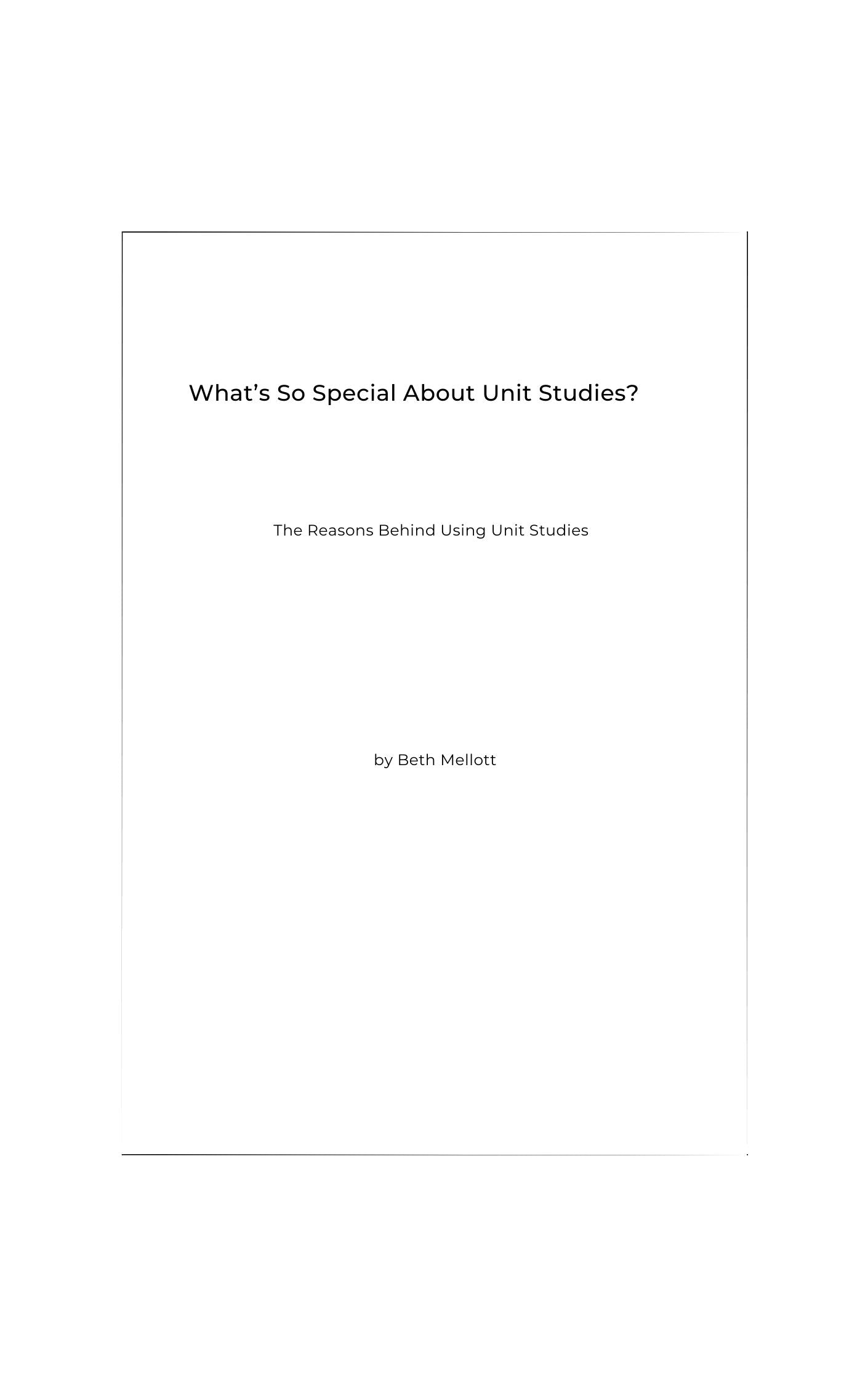 FREEBIE - What's So Special About Unit Studies?