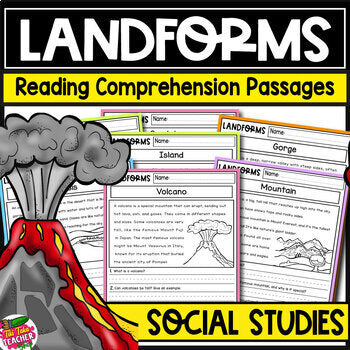 Landforms Social Studies Reading Comprehension Passages K-2 + Answers