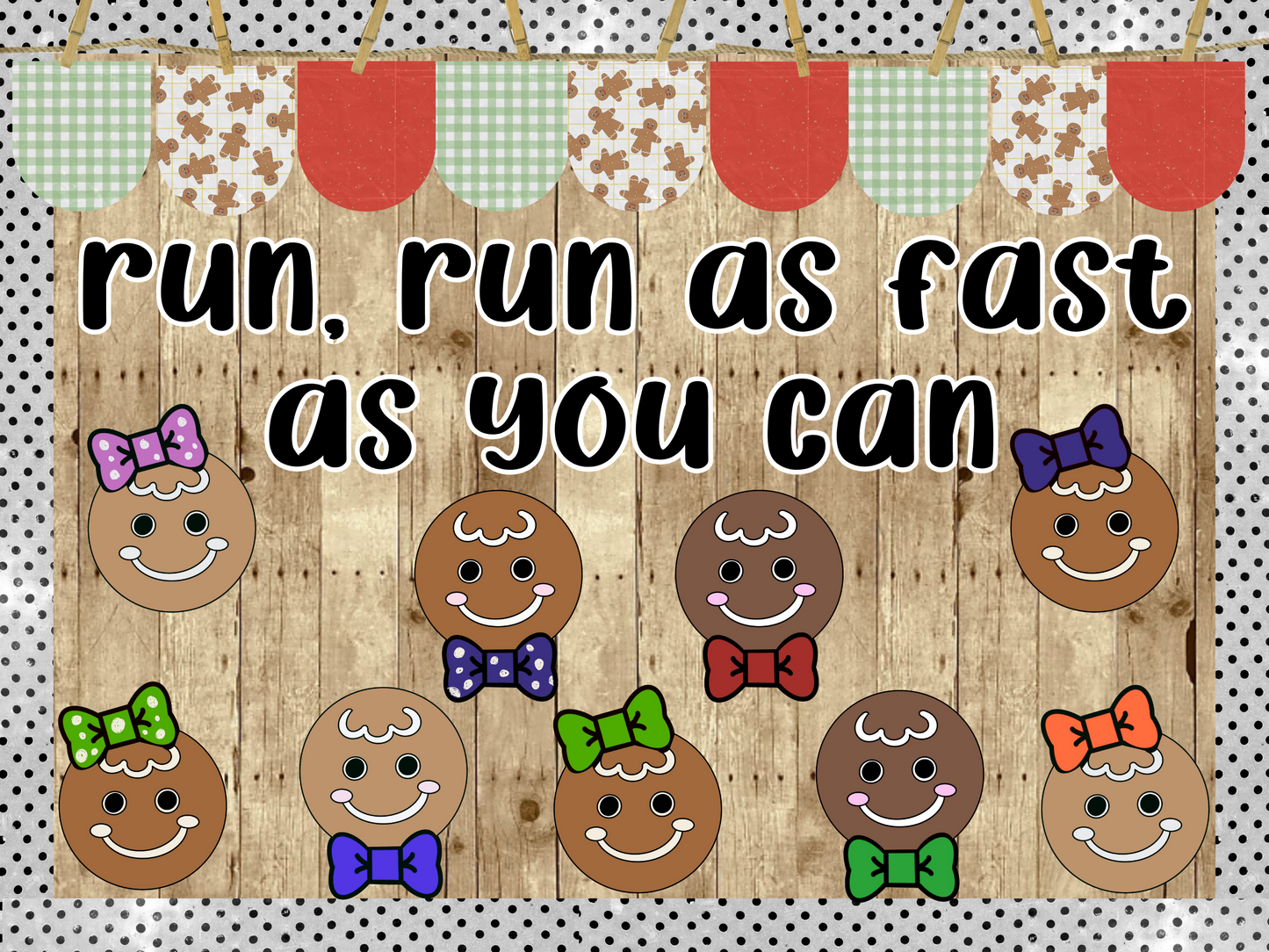 Run, Run As Fast As You Can Classroom Door Decoration Bulletin Board Kit and Craft Activity | Winter Bulletin Board Idea | PNG for Cricut