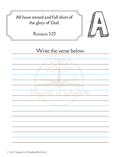 ABC's Bible Verses ESV Work For 3-6th Grades