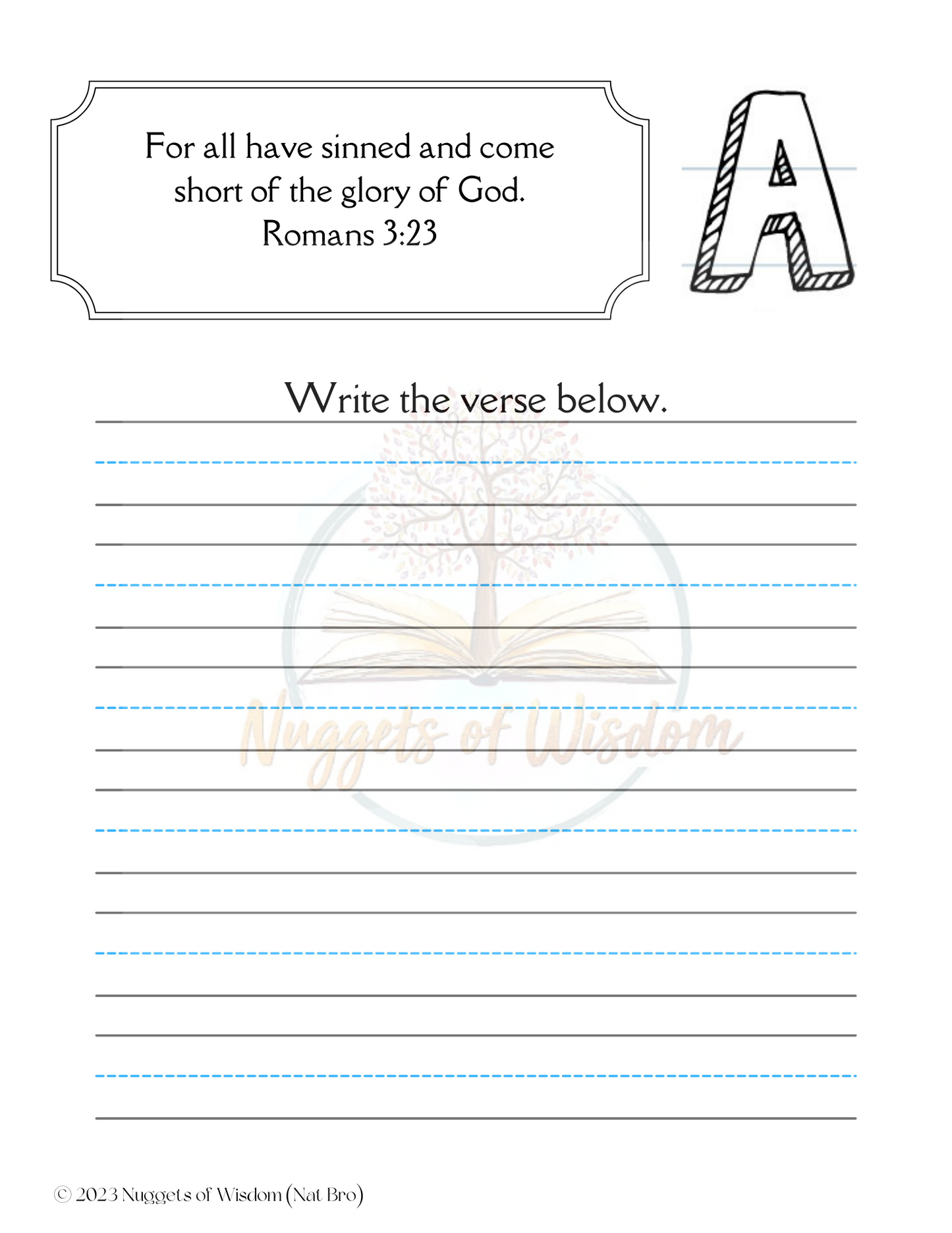 ABC's Bible Verses KJV Copy Work For 3-6th Grades
