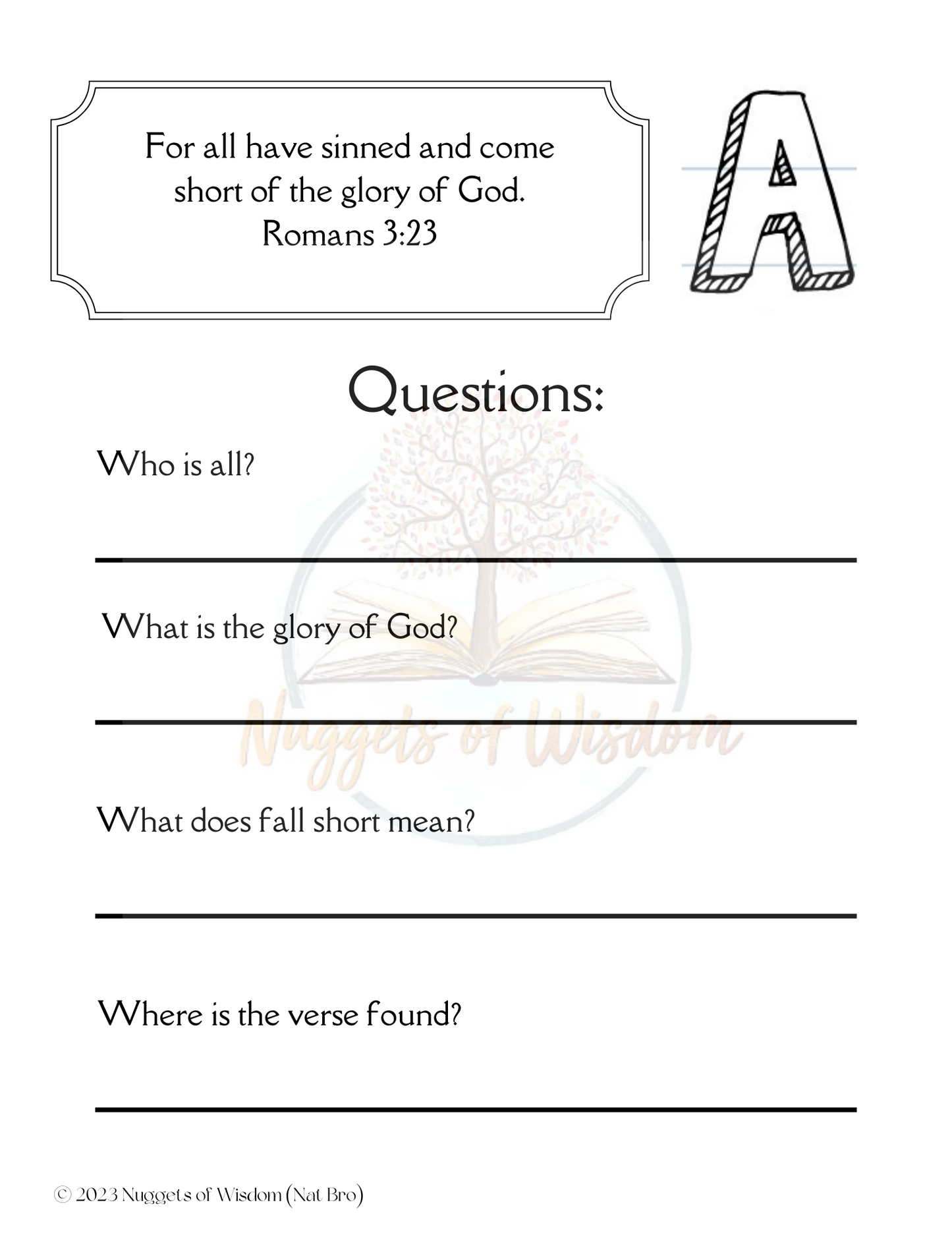 ABC's Bible Verses KJV Copy Work For 3-6th Grades